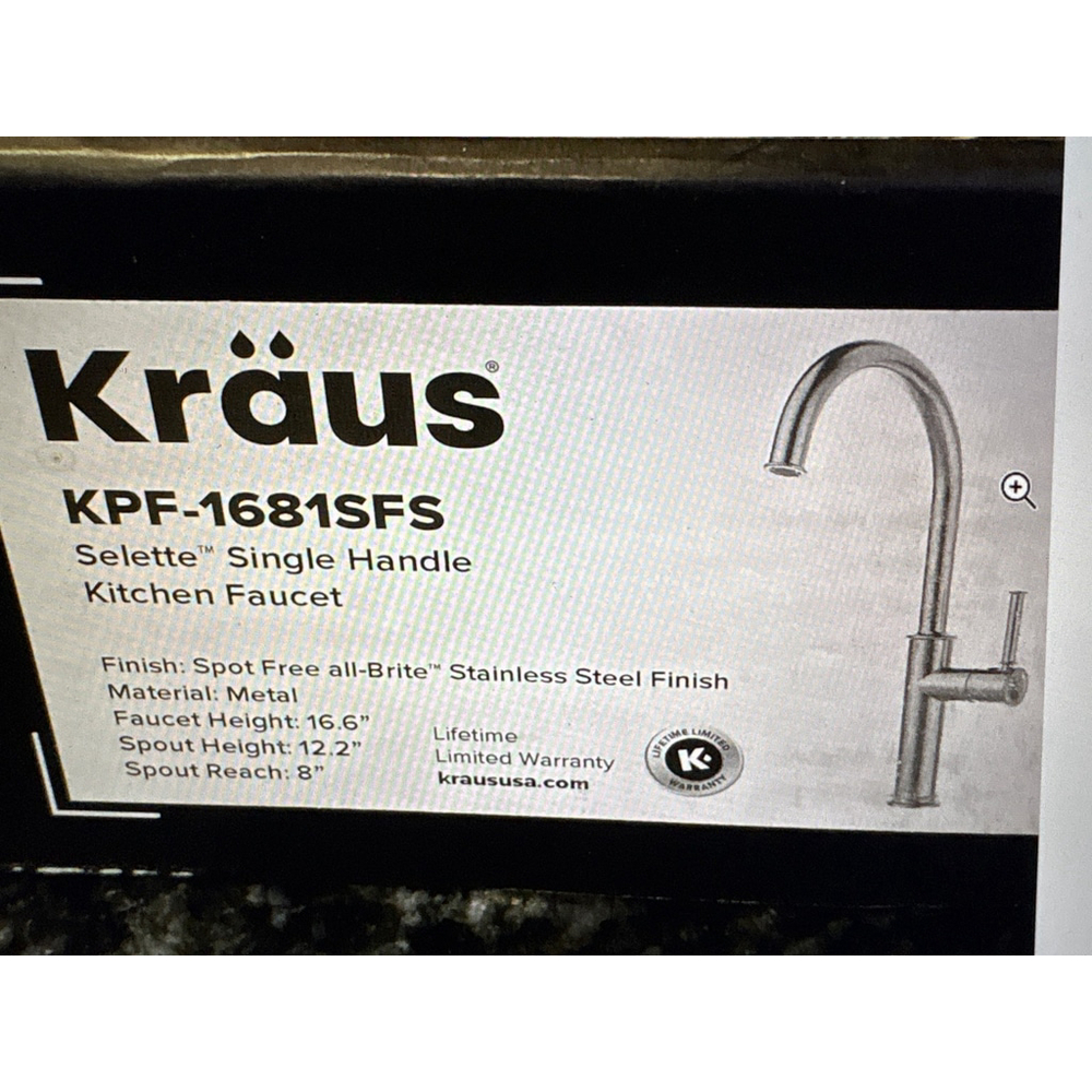 Kraus KPF-1681SFS Single Handle 18-Inch Kitchen Faucet w/ Pull Sprayer NEW